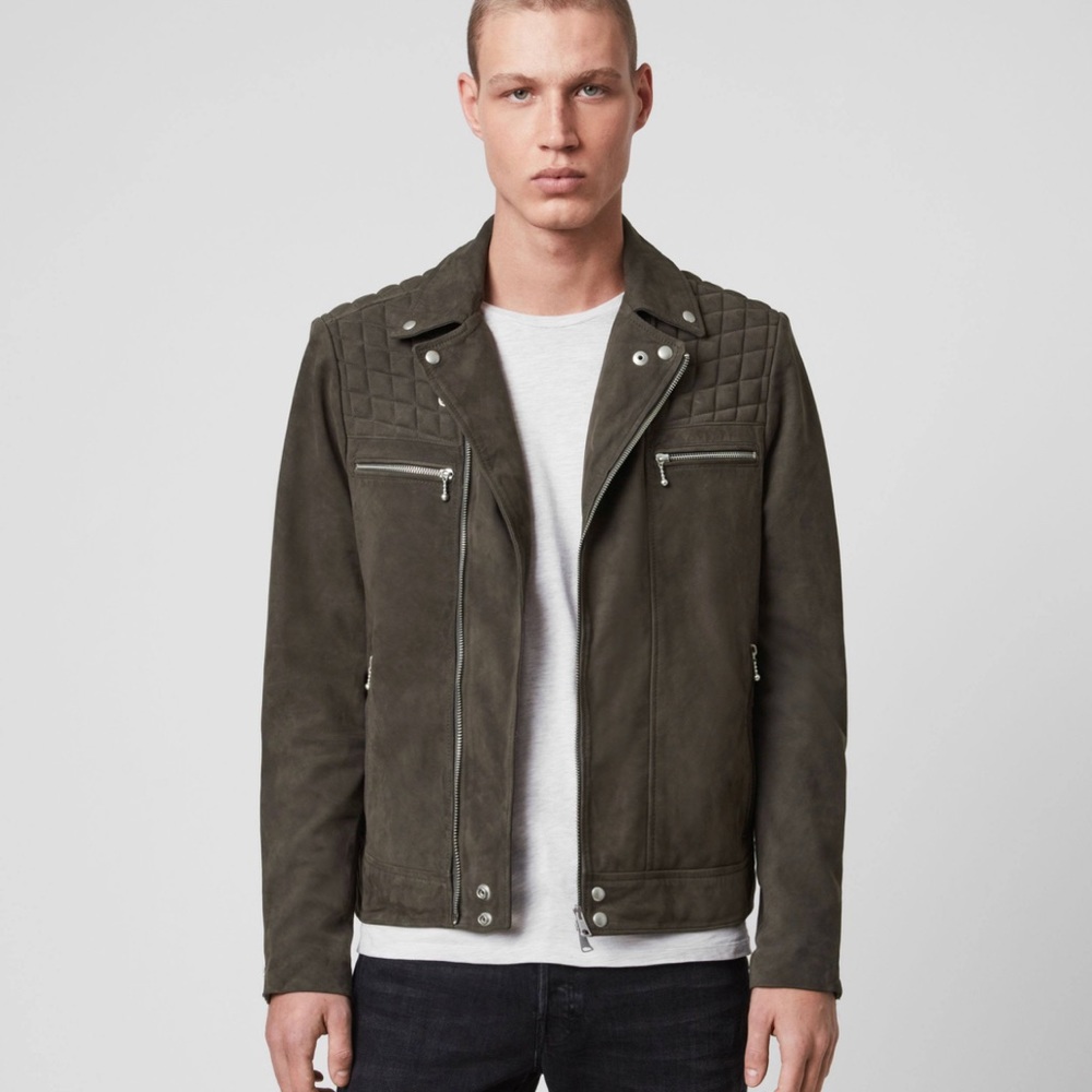 All‎ Saints Bandon suede biker jacket.